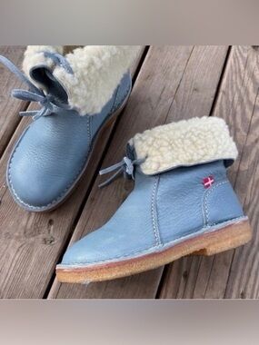 Duckfeet Light Blue Leather Shearling Lined Argus Boots - 37